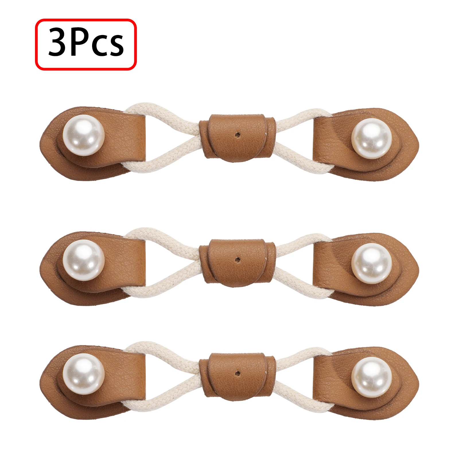 

3Pcs Pearl Horn PU Leather Holder Buckle Closure Cashmere Coat Suit Jacket Sweater Sewing Fasteners Clothing Buckle Accessories