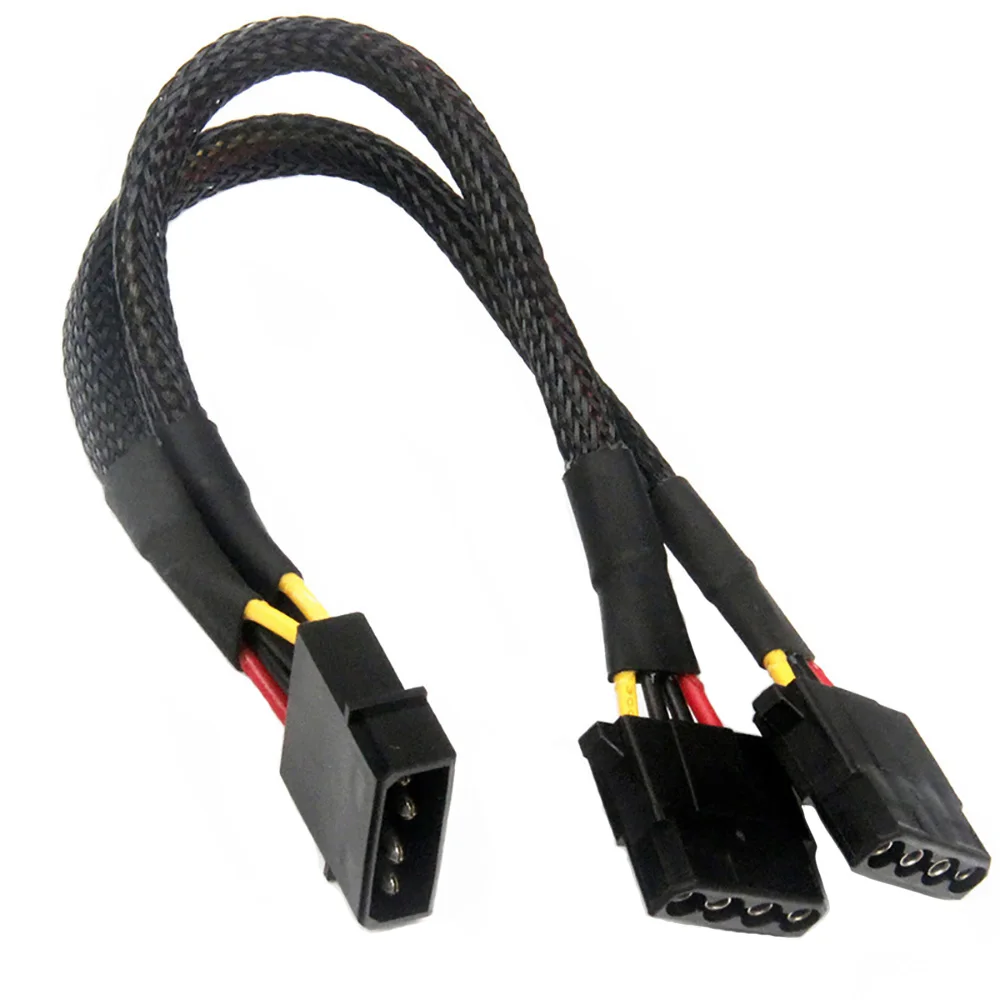 

5pcs 1 to 2 Molex 4pin male to dual IDE 4pin female Y splitter power supply cable 20cm nylon sleeved IDE 4pin converter cable