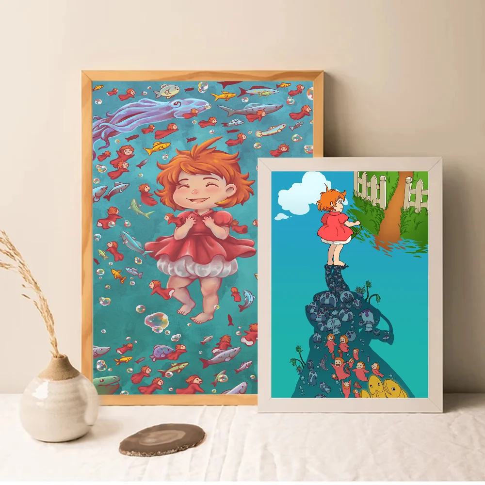 Ponyo On The Cliff хорошее качество принты и постеры винтажный декор для комнаты бара