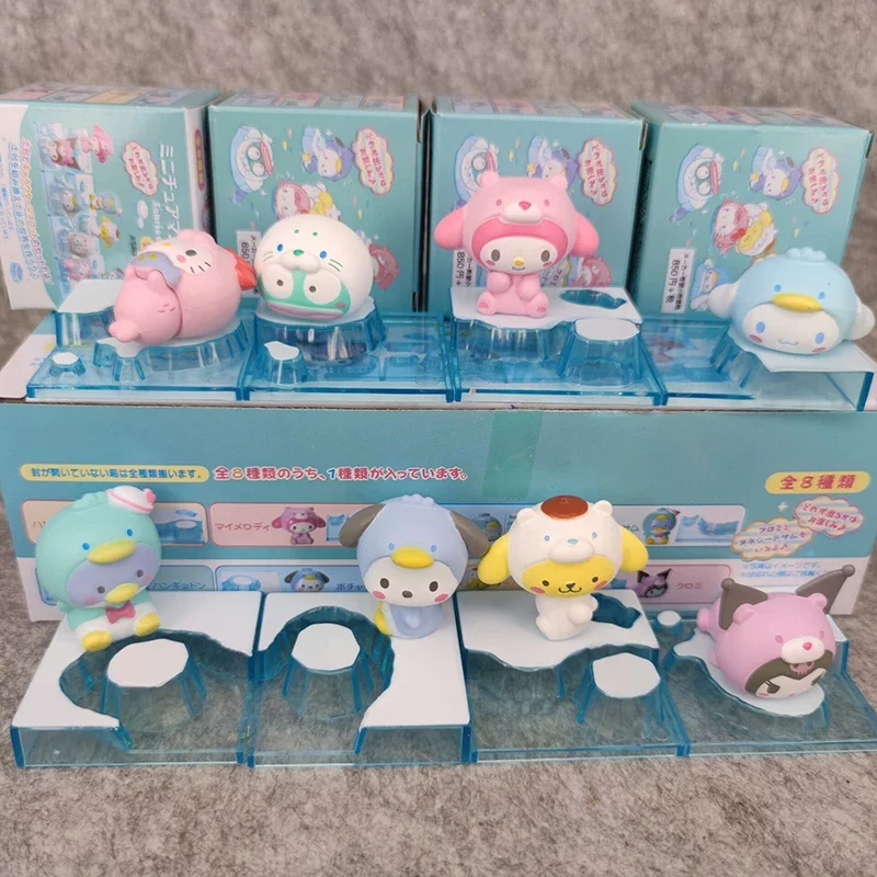Kawaii Sanrio Blind Box-kuromi Cinnamoroll Melody Hello Kitty Фигурки Снежный Мир Подарок Для Девочек