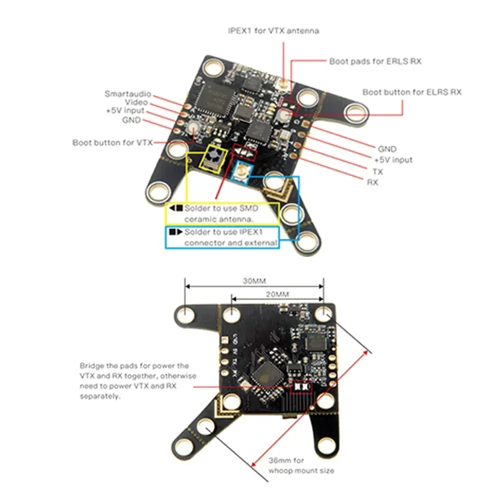 HappyModel ELRS Fyujon V2 2-в-1 AIO Модуль встроенный 2 4G EP RX OpenVTX 5 8G 48CH 300mW