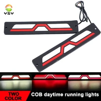 ysy 2pcs cob drl flexible car led daytime running lights fog lamp waterproof auto day light white red 12v cars running light