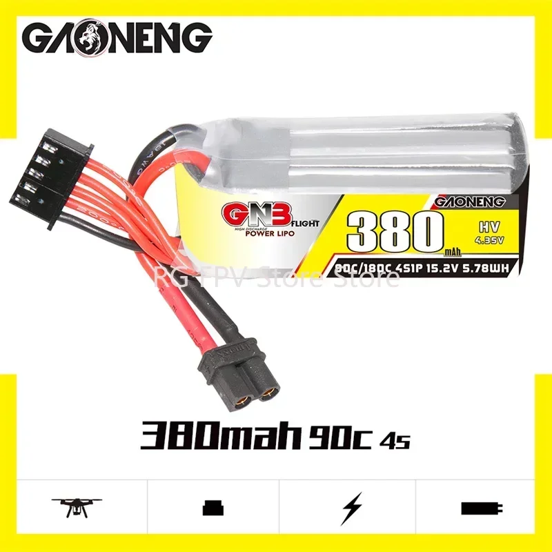 Gaoneng GNB 380mAh 4S 15 2 V 90C HV Lipo Battery XT30 Plug для FPV RC Drone Whoop Quadcopter Racing Parts