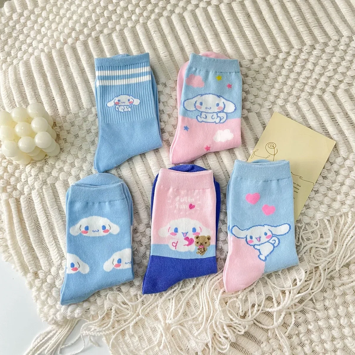 5 пар хлопковых носков Sanrio Cinnamoroll на тему унисекс с милым мультяшным животным