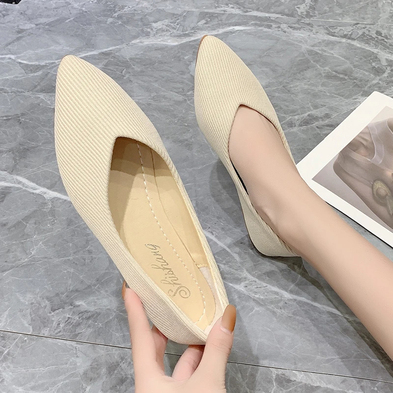Women's flats 2023 summer light and comfortable ballet flats women's breathable flats ballet shoes casual pointed toe boat shoes