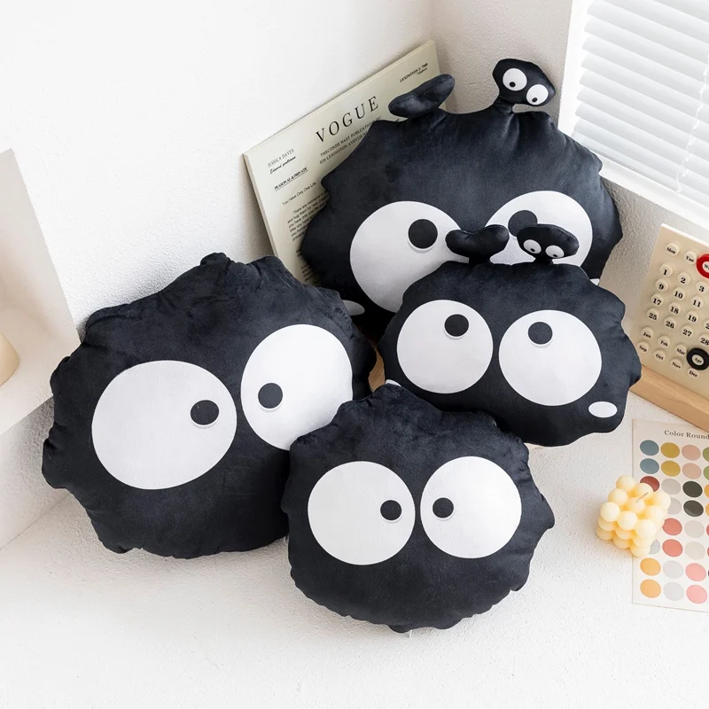 

Cartoon Creative Black Coal Ball Plush Throw Pillow Toy Anime Stuffed Ugly Cute Elf Plushies Doll Cute Soft Kids BabysToys Gifts