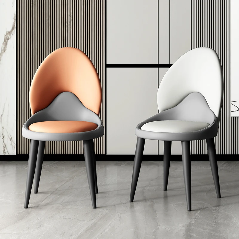 

Leather Luxury Dining Chairs Modern Black Metal Legs Mobile Lounge Chair Nordic Living Room Cadeiras De Jantar Home Furniture