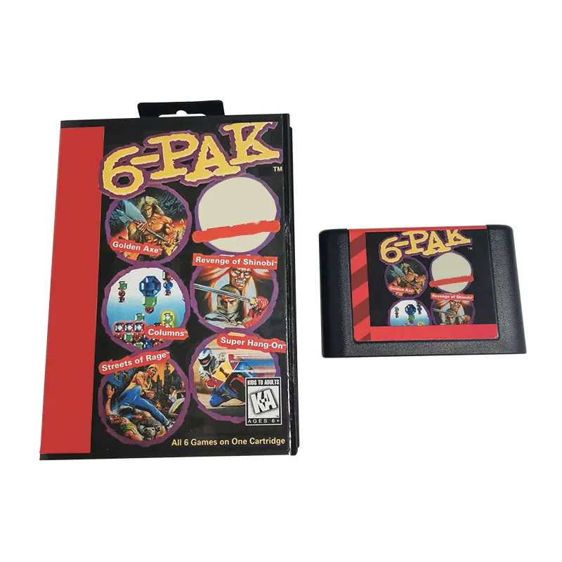 

6-PAK 6IN 1 MD Game Cartridge For 16 Bit NTSC And PAL Video Game Console