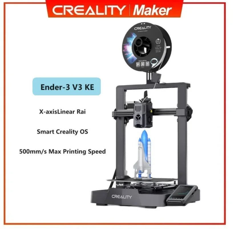 

Creality 3D Printer Ender-3 V3 KE 500mm/s Fast Printing Speed Smart Creality OS X-AxisLinear Rail Double Fans Smart Ul 60W