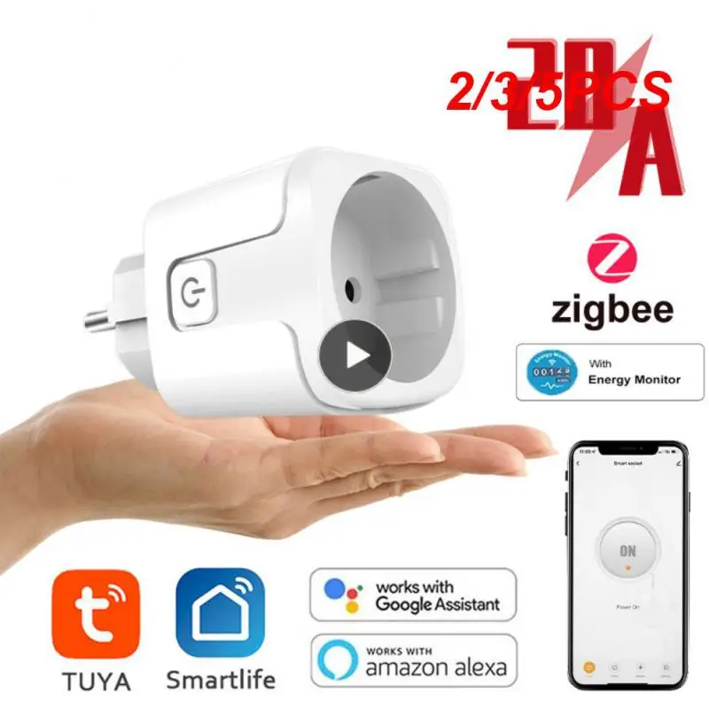 

2/3/5PCS Plug With Power Monitoring 20a Eu Zigbee Smart Plug Voice Control 20a Zigbee Plug Smart Home Adapter Socket