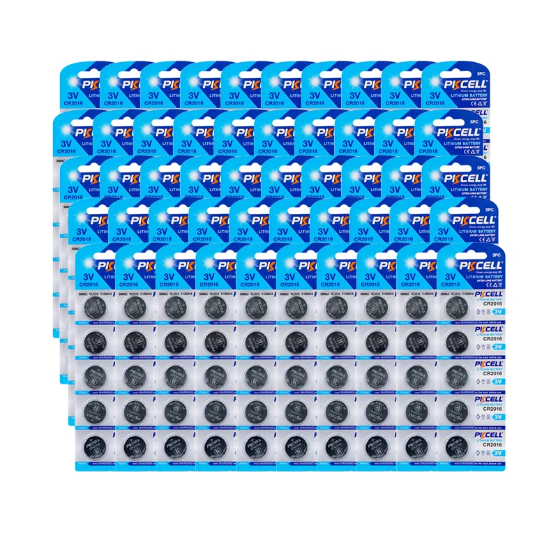 

250PC/50Card PKCELL CR2016 CR 2016 DL2016 3V Button Coin Cell Lithium Battery KCR2016 LM2016 BR2016 EE6277 Bateria Batteries
