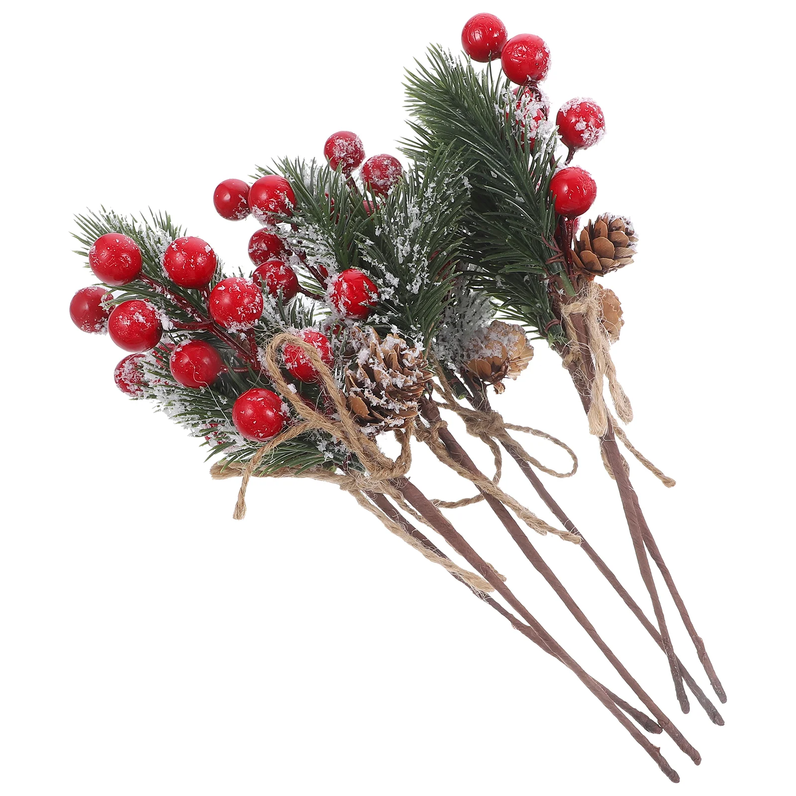 

6pcs Simulation Berry Pine Picks Decoration Christmas Berry Stems Accessories Party Decors