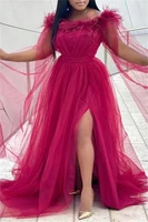 cute pink ruffles tulle ball gowns for to birthday long party dresses fashion o neck puff long sleeve maxi dress