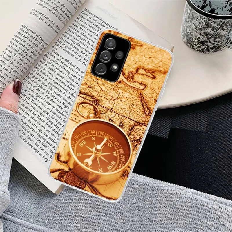 Чехол для телефона с компасом и картой мира Samsung Galaxy S9 S10 Plus S10E S20FE A71 A51 A21S