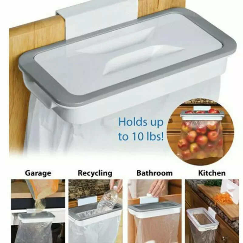 

1Pc Plastic Cabinet Trash Bag Rack with Lid Closet Hanging Organizer Garbage Bag Holder Bathroom Kitchen Accessories
