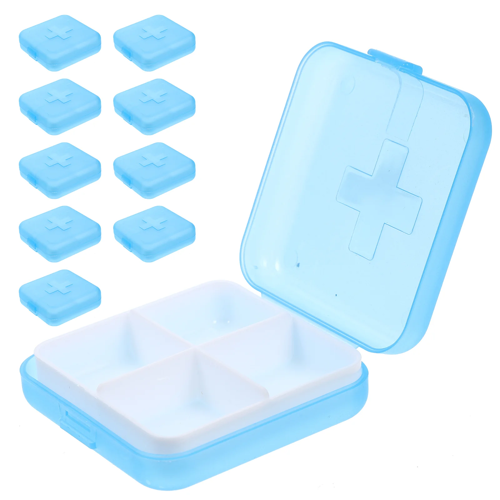 

10 Pcs 4 Grid Medicine Box SMALL TACKLE ORGANIZER Portable Medication Dispenser Tablet Travel 7 Day Container Compartment
