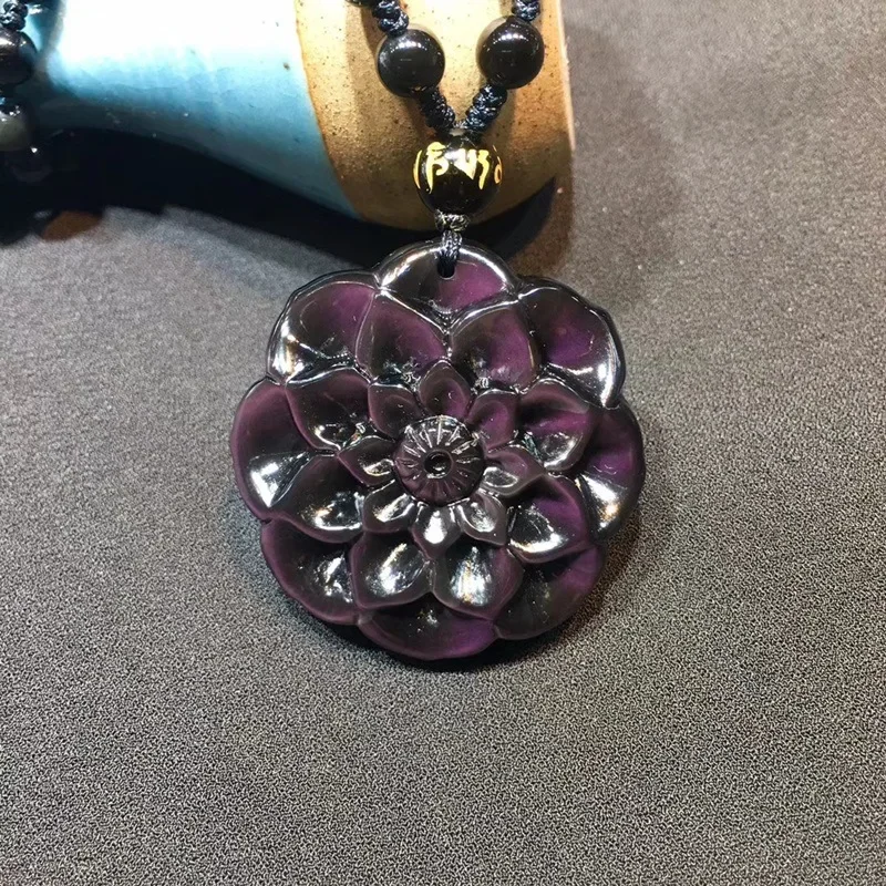 Натуральный цвет обсидиан ручная резная Роза нефритовая подвеска модные