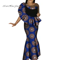 new african women dresses ankara printing o neck sexy long mermaid dresses for women bazin riche plus size clothing wy5904