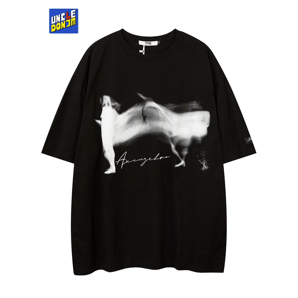 

Футболка UNCLEDONJM с коротким рукавом и абстрактным принтом, мужские футболки с графическим принтом в стиле Хай-стрит Харадзюку, летние мужские...