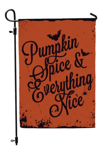 Pumpkin Spice &amp Everything Nice ~ Double Sided Halloween Garden Flag Bats NEW