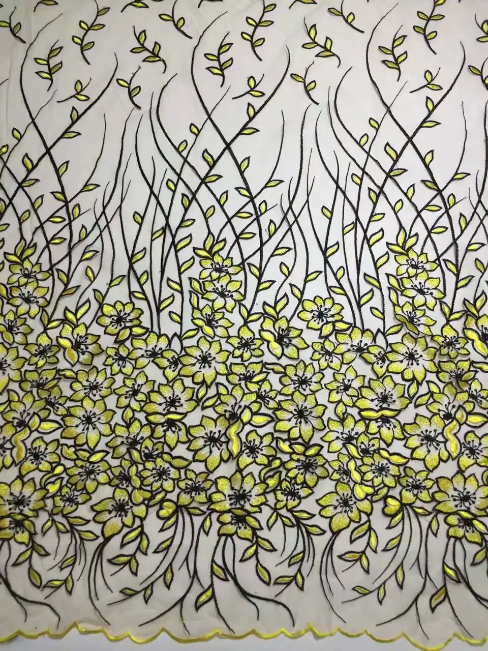 

New High Quality African Guipure yellow color Tulle Lace Fabric For Wedding Dresses,Water Soluble Nigerian Lace fabrics D1073