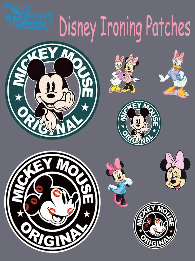 

Disney Hot Transfers Clothing Patch Mickey Minnie mouse Ironing Patches Cartoon DIY Sewing Clothes Bag Decration Sticker Gifts