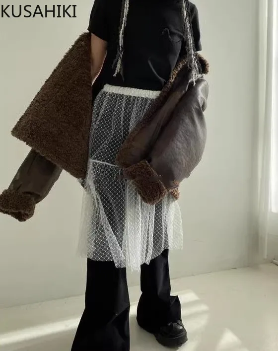 Юбка женская кружевная трапециевидная с поясом на резинке