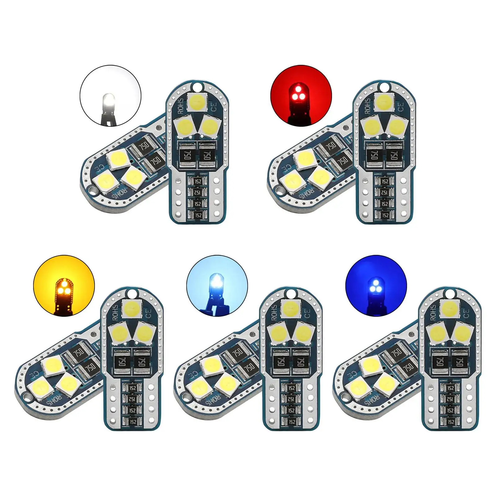 

2 шт., светодиодные лампы W5W T10 194 168 DC12 в 6000K 6SMD