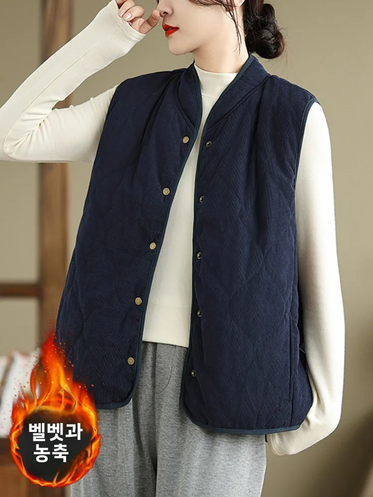 Вельветовый жилет на флисовой подкладке верхняя одежда женская зимняя новинка