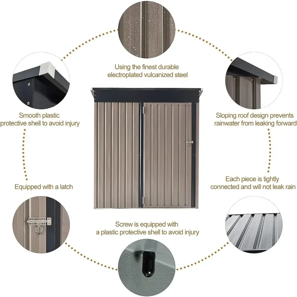 Фото l Abri De Rangement Extérieur En Métal, Abri De Jardin En Acier Avec Porte Simple Verrouillable L №5