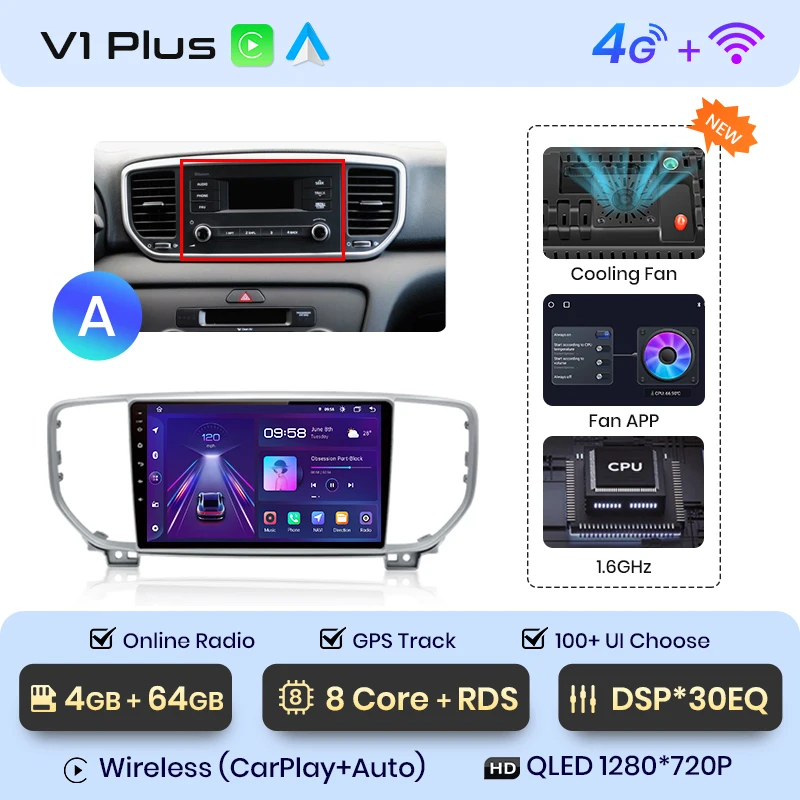 

Junsun V1pro Беспроводной CarPlay автомагнитола Android Auto Аудио для авто мультимедиа автомобиля для киа спортейдж 4 For Kia Sportage 4 QL 2018-2021 4G 2дин магнитола андройд GPS магнитола для авто