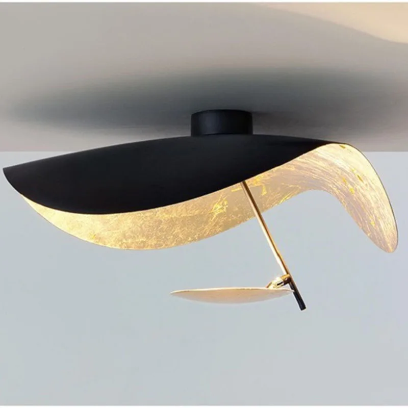 

Italy Designer UFO Ceiling Light Nordic Lotus Leaf Lamp Iron Black Gold INS Industrial Chandelier for Living Room Kitchen Island