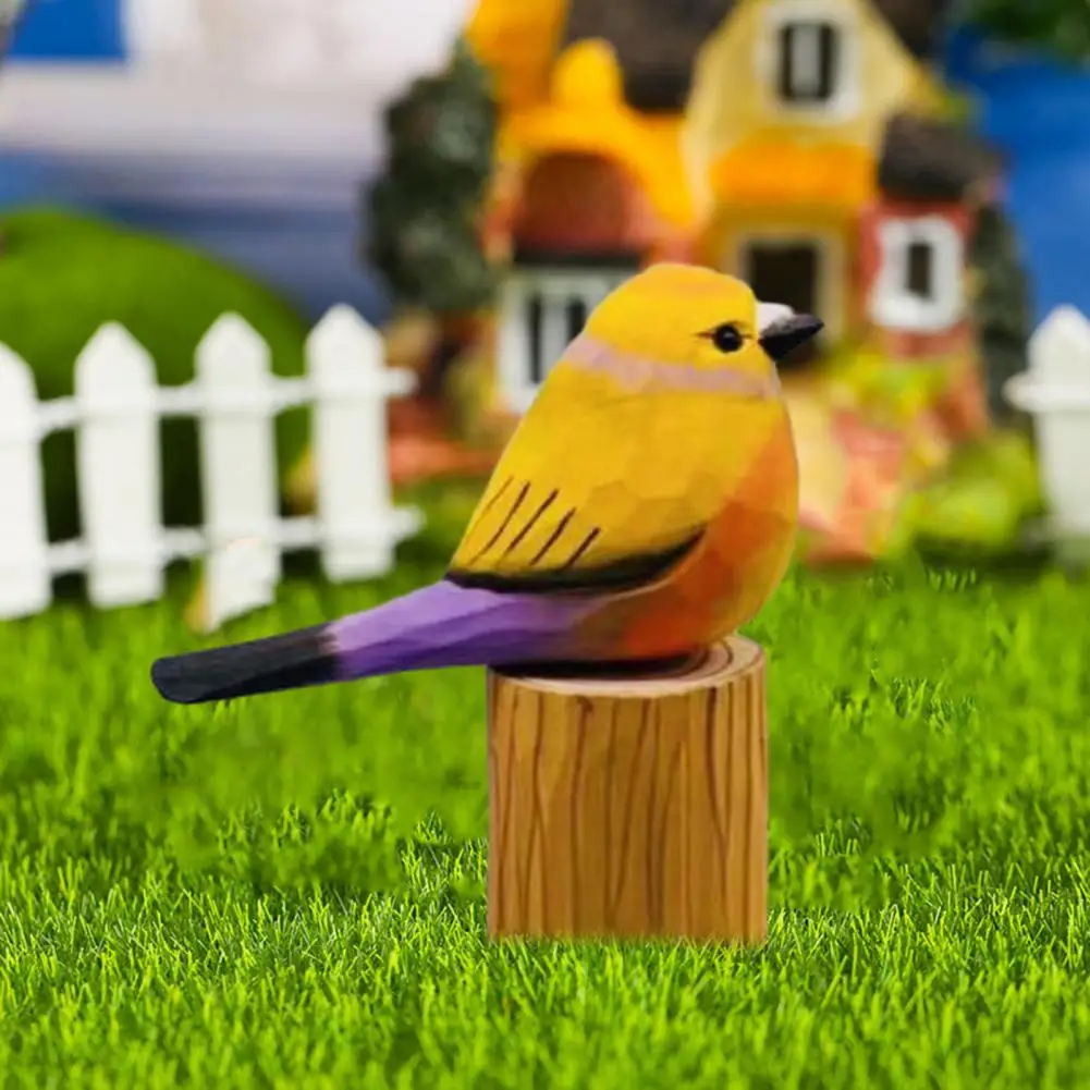 Яркая деревянная Статуэтка птицы из липы ручная резка фигурка газон статуэтка