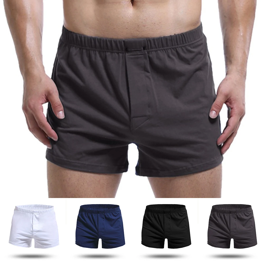 

Men's Casual Boxers Cotton Mens Underwear Trunks Woven Pants Male Loose Boxershorts Pouch Underpants Plus Size Sleepwear