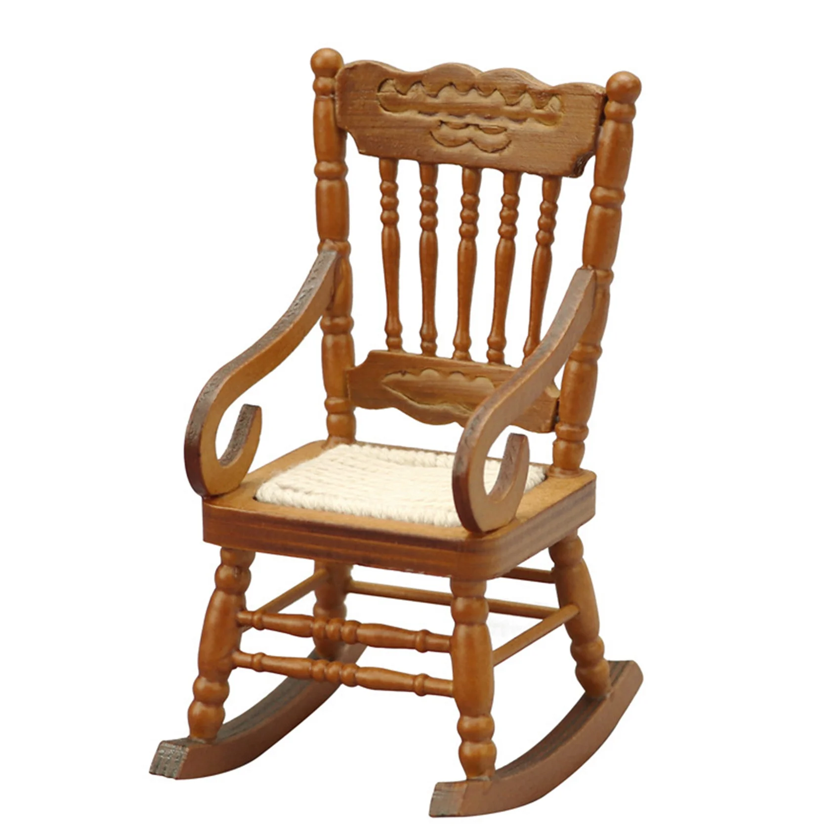 

Деревянное кресло-качалка в масштабе 1/12, мини-кресло для украшения кукольного домика