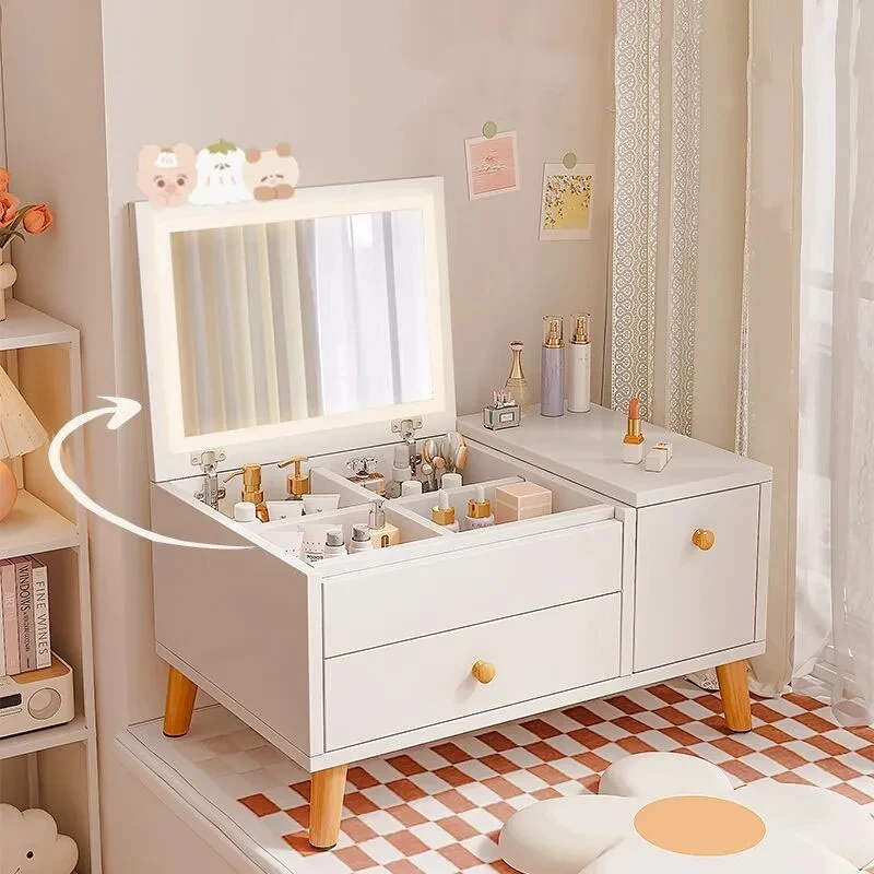 

Dressing Comfortable Dressing Table Nordic Tray Girl Lacquer Box Small Table Set Led Light Organizer Coiffeuse Dressers Bedroom