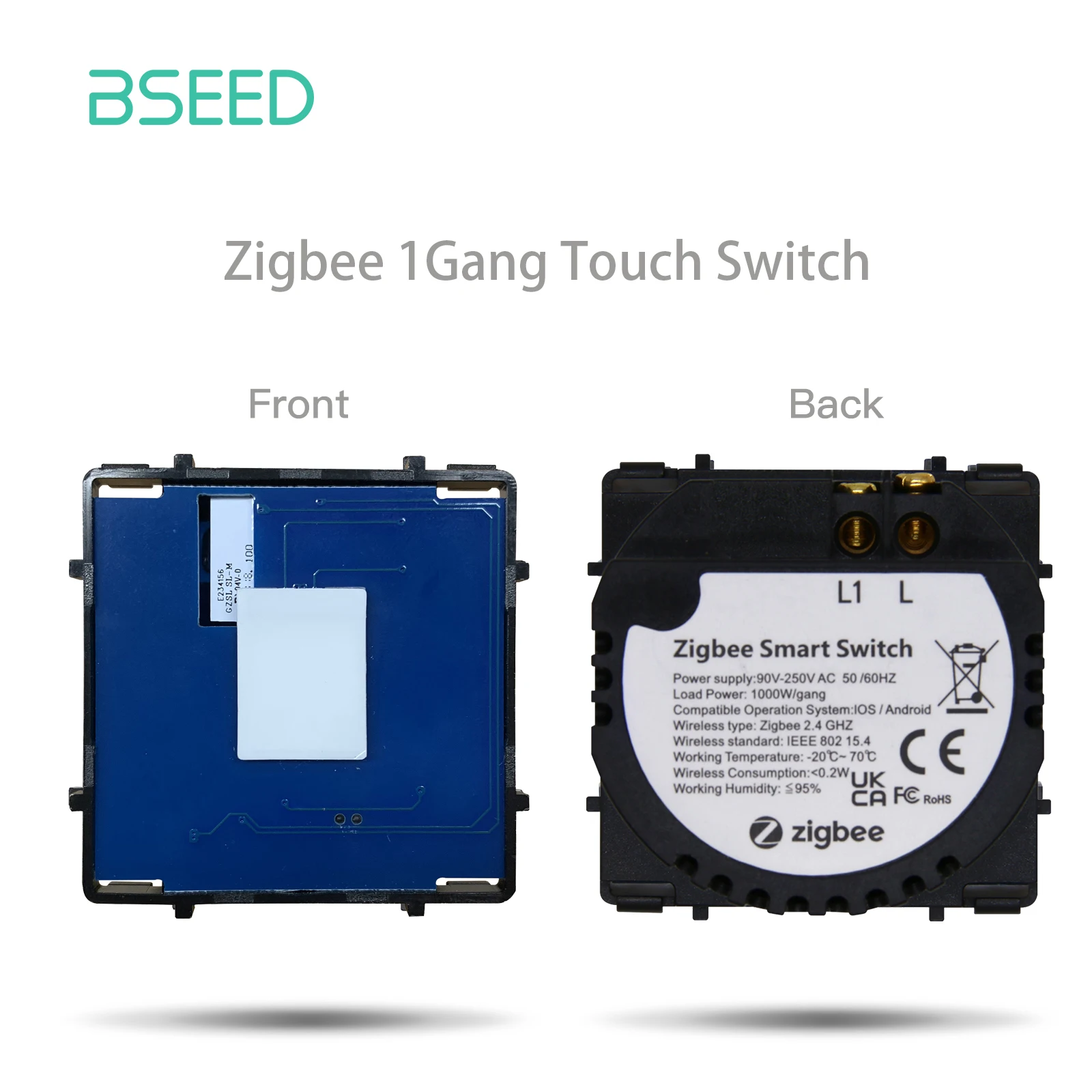 

Умный выключатель BSEED Zigbee 1/2/3 клавиш