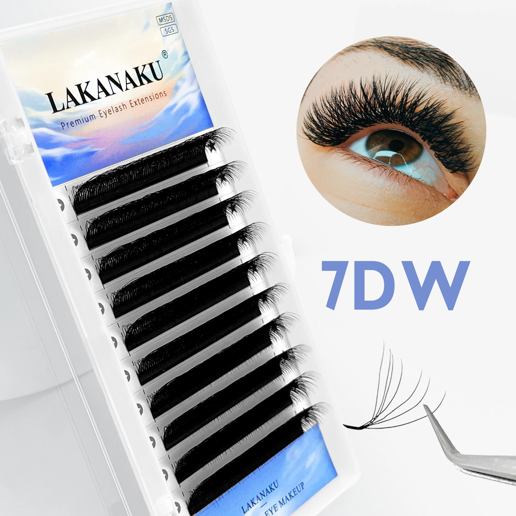 LAKANAKU 7D Lashes W Цветущая форма Наращивание ресниц Bloom Premade Volume Fans Индивидуальные