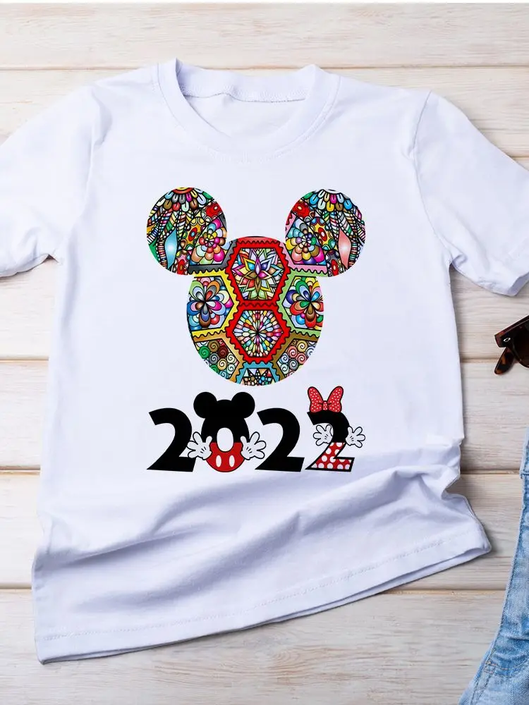 2022 women disney t shirt mickey head white casual all match print popular disney brand hot sell t shirt comfy mickey cool top free global shipping