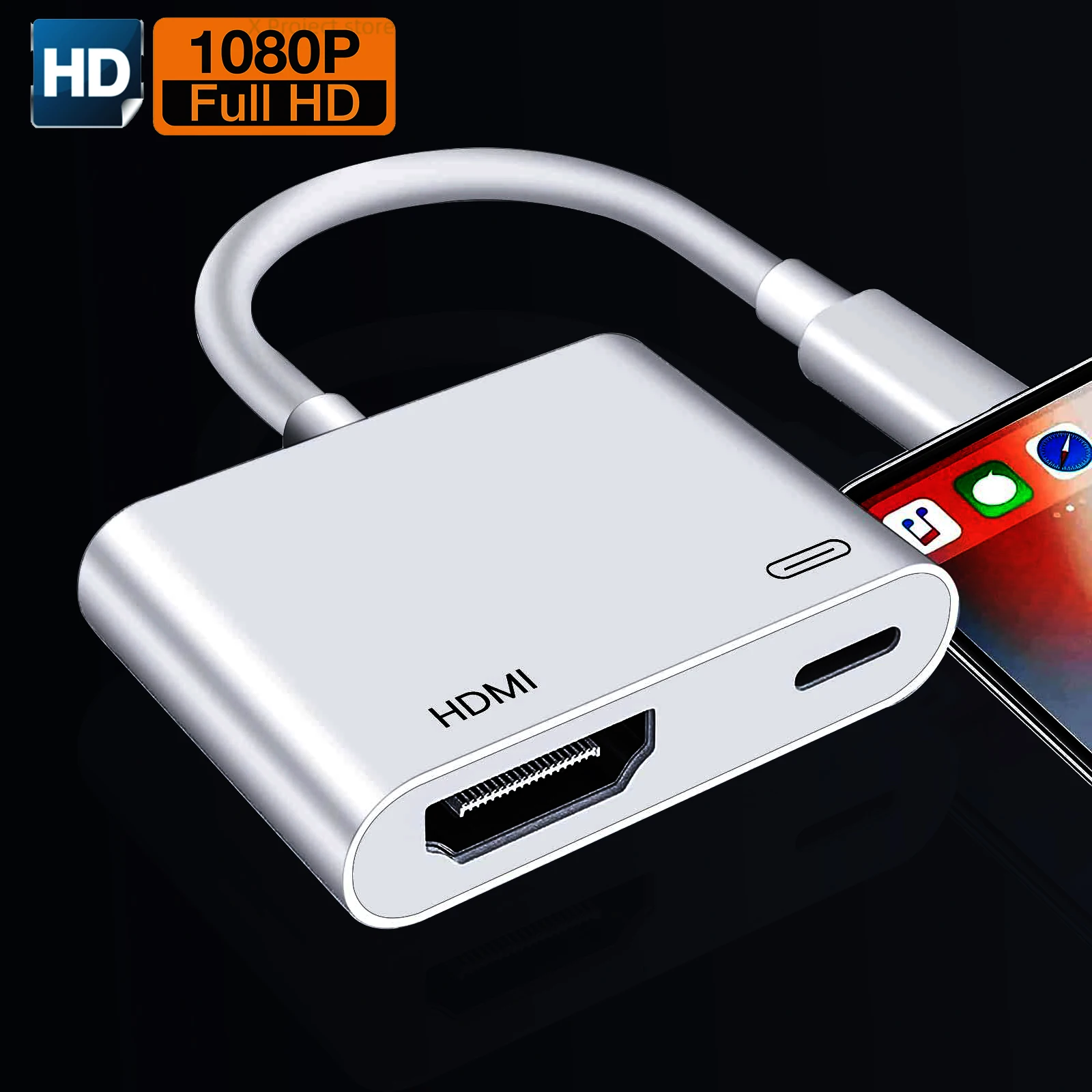 8Pin Port to HDMI AdaptLier AV for iPhone to HDMI Adapter Need Charging Port for iPhone iPod Models TV Monitors Projectors