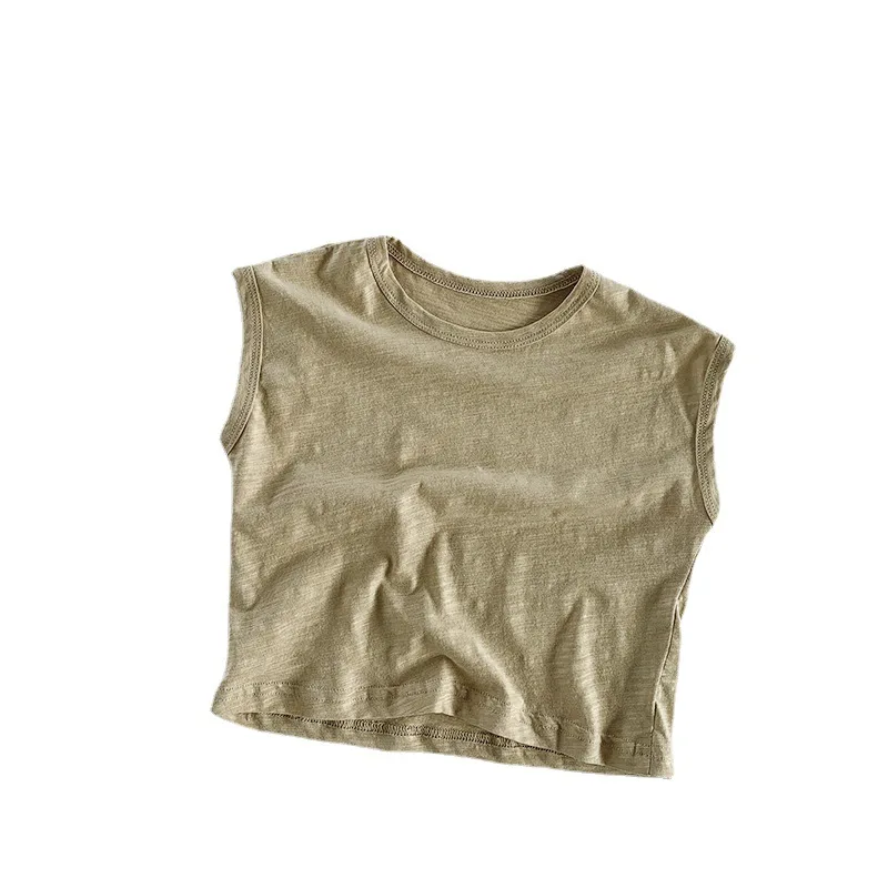 2022 Summer New Baby Sleeveless T Shirts Solid Children Vest Soft Cotton Boys Girls Casual Tops Comfortable Kids Vest T Shirts