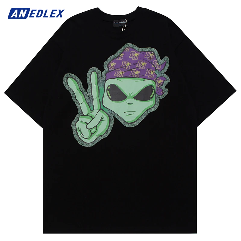 

Hip Hop Men Fashion T-shirt Streetwear Funny Cartoon Graphic Printed Tshirt Summer Harajuku Casual Short Sleeve Loose T-Shirt