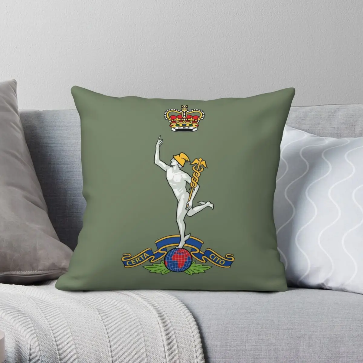 

Royal Corps Pillowcase Polyester Linen Velvet Printed Zip Decor Car Cushion Cover