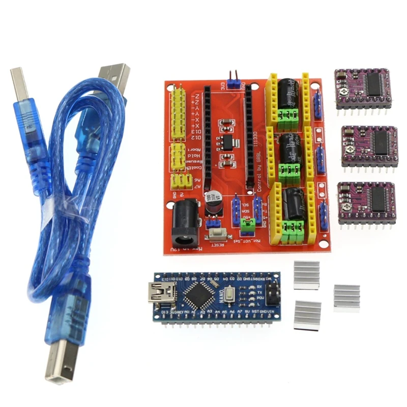 

Cnc Shielded V4 Engraving Machine 3D Printer +DRV8825 Drive Expansion Board For Uno R3 With USB Cable