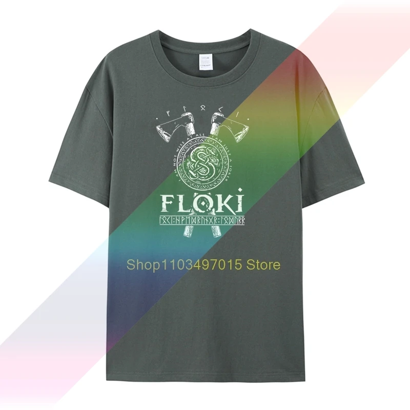 Фото Футболка Floki - Loki Viking, мужская рубашка Norse Gods с трафаретным принтом №3