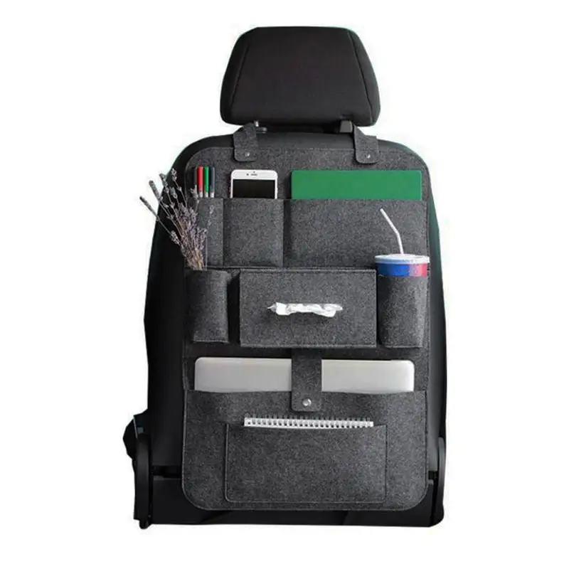 

Backseat Car Storage Bag Car Seats Organizer Kick Mats With Felt Material Car Back Seats Organizer For Kids And Adults Dark Grey