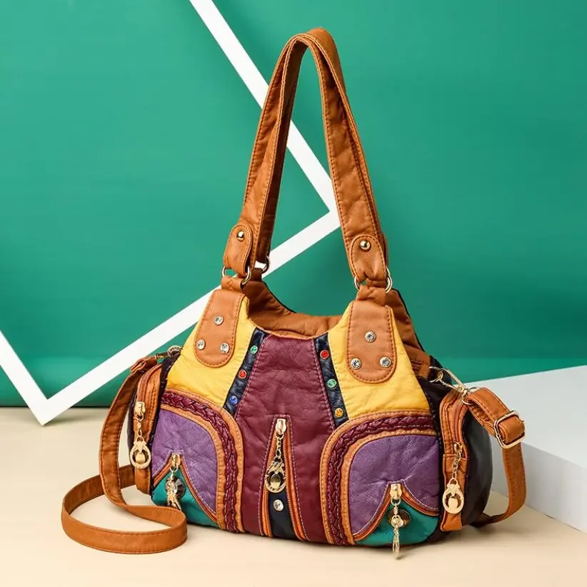 

New Multi Pocket Luxury Soft Sheepskin Shoulder Bags For Women Large Capacity Shopping Crossbody Hobo Bags European Tote Handbag