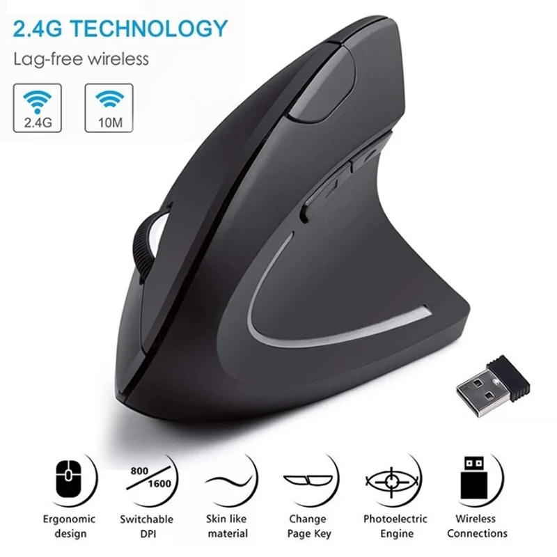 Charging Mice Cool Shark Right Hand Upright Mouse Usb Vertical Mouse For Pc Laptop Office Home Mouse 2.4g New Gaming Vertical