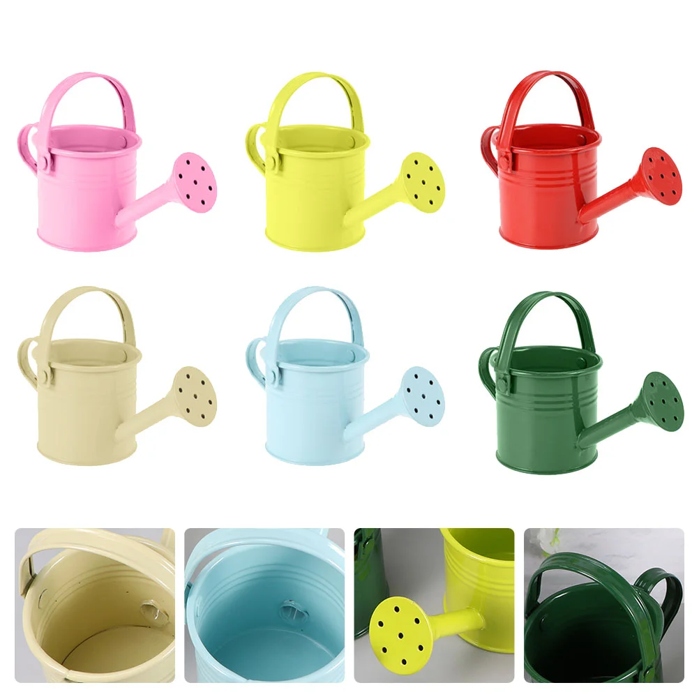 

6 Pcs Watering Can Iron Sheet Kettle Kids Small Plastic Pots Planter Succulent Device Gardening Tool Child Mini