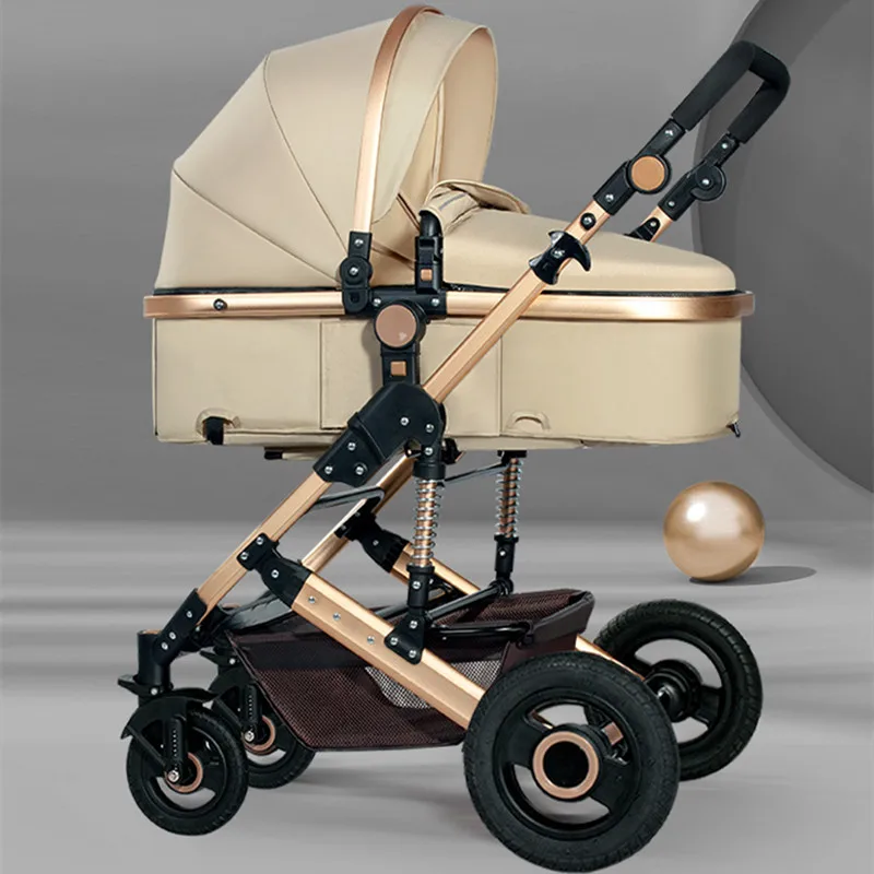 2022 легкая Роскошная детская коляска 3 в 1 портативная двухсторонняя с высоким
